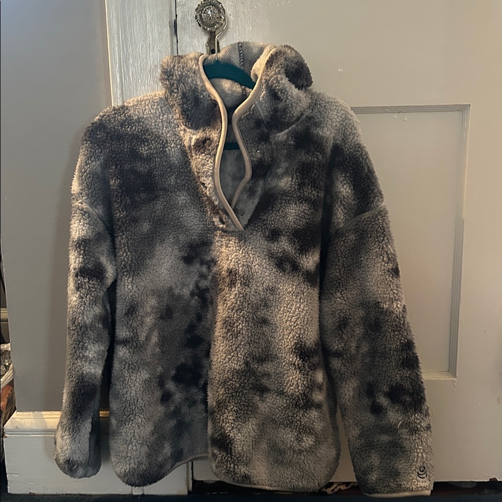 Cuddle Duds Plush Tie-Dye Sherpa Hoodie - Gray And Blue